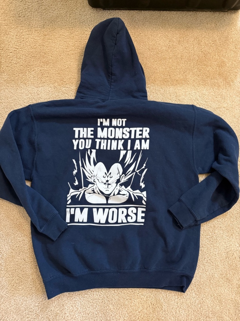 Navy Graphic Dragon Ball Z Hoodie - "I'm Not The Monster"